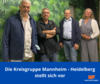 Die Regionalgruppe Mannheim/Heidelberg des DJV BW stellt sich vor. – Christian Scharff, Michaela Roßner, Hans-Jürgen Emmerich, Götz Münstermann (v.l.)